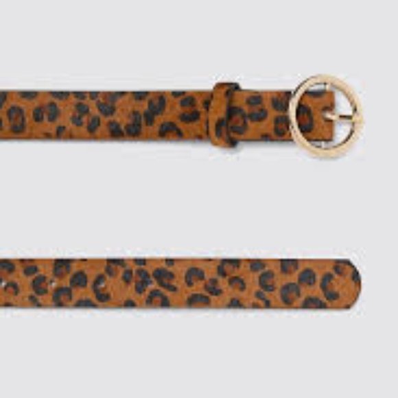 Zara 100% LEATHER LEOPARD PRINT BELT
